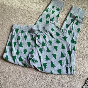 Womens Hanna Andersson Gray Pajama Bottoms with Green Tree Print size medium